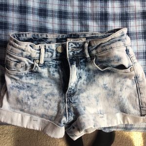 Acid washed jean shorts